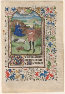 Blatt aus einem Stundenbuch: Verkündigung an die Hirten, um 1460