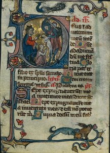 Blatt aus einem Stundenbuch: Initiale D: Massaker der Unschuldigen, 1 von 2 herausgeschnittenen Blättern, frühe 1300er Jahre von Unbekannt