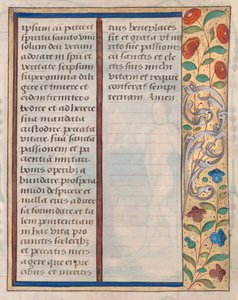 Blatt aus einem Stundenbuch: Text mit illustriertem Rand verso, um 1510