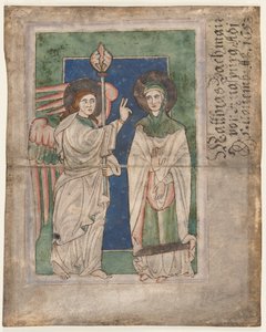 Blatt aus einem Psalter: Verkündigung (recto), Blatt aus einem Psalter: Geburt Christi (verso), frühes 13. Jahrhundert von Unbekannt