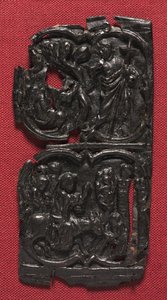 Lederpaneel, um 1350-1400