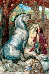 Lemuel Gulliver, nach einer Meuterei ausgesetzt, findet sich im Königreich der Houyhnhnms wieder von Unbekannt