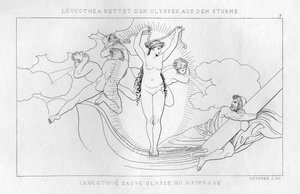 Leukothea, die Meeresgöttin, rettet Odysseus im Sturm, ca. 1833