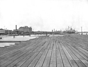 Levee und Dampfschiffanlegestelle, New Orleans, Louisiana, USA, ca. 1900