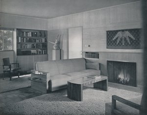 Wohnzimmer entworfen von Honor Easton und Alyne Whalen in einem Haus in Los Angeles