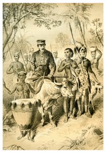 Livingstone, geschwächt durch Fieber, eskortiert nach Shintes Stadt, ca. 1854, 1883 von Unbekannt