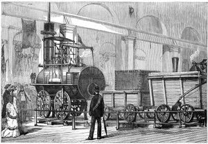 Locomotion, die erste Dampflokomotive, beim Eisenbahnjubiläum, Darlington, Durham, 19. Jahrhundert