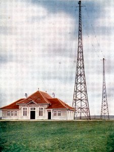 Langwellensender-Masten an einer Marconi-Radiostation in Bern, Schweiz, ca. 1925 von Unbekannt