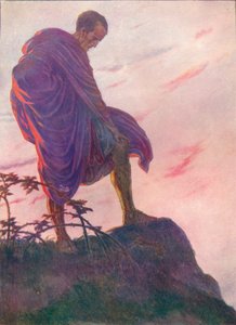 Er stand eine Weile tief in Gedanken versunken und blickte auf den Bach hinunter, um 1912 von Unbekannt