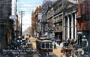 Blick nach Westen entlang der King Street, Toronto, Kanada, ca. 1900er von Unbekannt