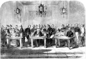 Lord Elgin unterzeichnet den Vertrag von Tainjin zur Beendigung des Zweiten Opiumkriegs, 1858 von Unbekannt