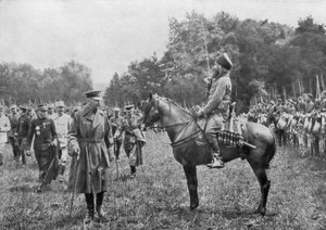 Lord Kitchener inspiziert algerische Truppen, Frankreich, Erster Weltkrieg, 16. August 1915 von Unbekannt