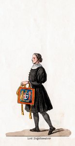 Lord Seal Keeper, Kostümentwurf für Shakespeares Stück, Heinrich VIII., 19. Jahrhundert von Unbekannt