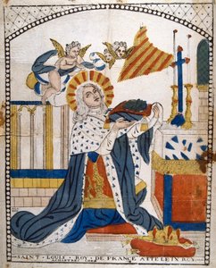 Ludwig IX., König von Frankreich, in der Kathedrale von Chartres in seinen Krönungsroben, 1226, 19. Jahrhundert
