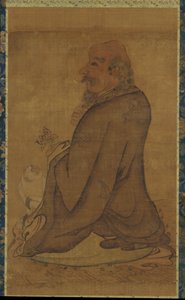 Luohan mit einem weißen Affen, späte Ming- oder frühe Qing-Dynastie