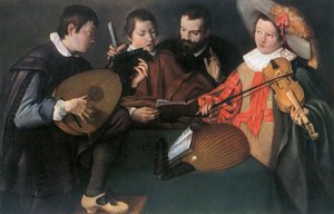 Laute und Violine, unbekannter italienischer Maler des 17. Jahrhunderts, 1948 von Unbekannt