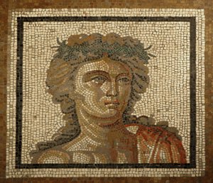 Lyon, Region Auvergne, Rhône-Alpes, Département Rhône. 69000 Mosaik Bacchus-Dionysos. Detail des Frühlings