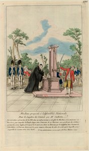Maschine vorgeschlagen an die Nationalversammlung für die Hinrichtung von Kriminellen durch Herrn Guillotin, ca. 1790