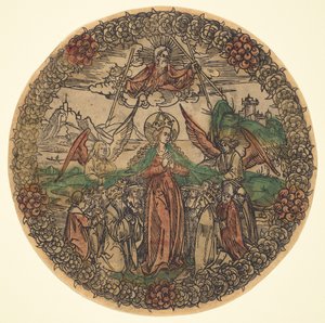 Madonna in einem Rosenkranz, 1490-1500 von Unbekannt