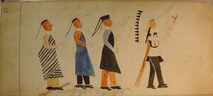 Maffet Ledger: Drei Indianer folgen einem Häuptling von Unbekannt