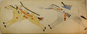 Maffet Ledger: Zwei berittene Indianer, ca. 1874-81 von Unbekannt
