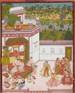 Maharadscha von Kotah hört Musik und beobachtet Tänzer, ca. 1820