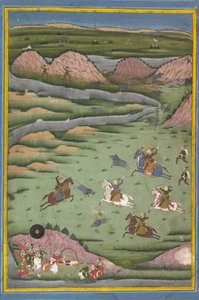 Maharana Amar Singh II oder Sangram Singh auf Wildschweinjagd, 19. Jahrhundert