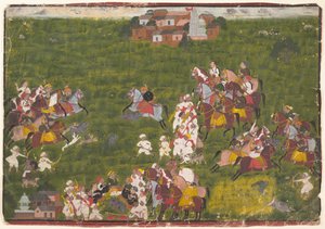 Maharana Sangram Singh jagt Wildschweine, ca. 1725 von Unbekannt