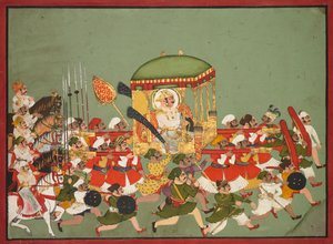 Maharao Chattar Sal regierte 1758-64 von Kota in einer Sänfte, ca. 1760 von Unbekannt