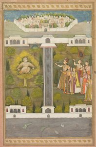 Mahliqa, Tochter des Kaisers von China, zeigt auf den Vogelmann Khwaja Mubarak..., ca. 1710 von Unbekannt