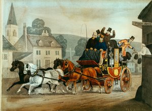 Postkutsche auf der Strecke Bath nach London, ca. 1840