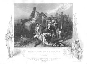 Generalmajor Robert Henry Sale tödlich verwundet bei Moodkee Mudkhi, 1845 von Unbekannt