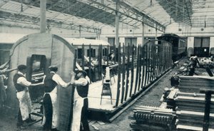 Herstellung eines Eisenbahnwagens, 1922 von Unbekannt