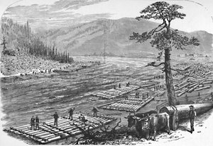 Floßbau auf dem Susquehanna River. Eine Szene an der Linie der Erie Railroad, 1883
