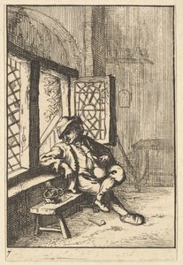 Mann, der am Fenster sitzt, Kopie, 1610-85 von Unbekannt