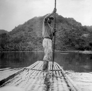 Mann auf einem Floß, Kingston, Jamaika, 1931