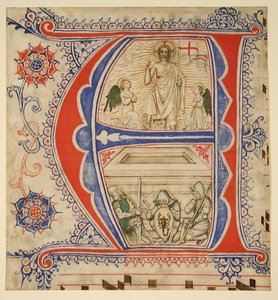 Manuskriptblatt mit einer illuminierten Initiale A..., zweite Hälfte des 14. bis frühes 15. Jahrhundert