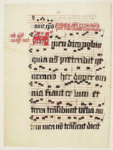 Manuskriptblatt mit Initiale A, aus einem Antiphonar, deutsch, zweites Viertel des 15. Jahrhunderts