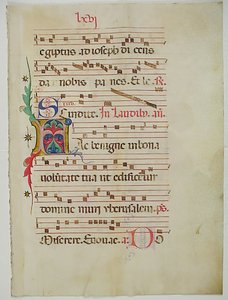 Manuskriptblatt mit Initiale A, aus einem Antiphonar, Italienisch, 15. Jahrhundert