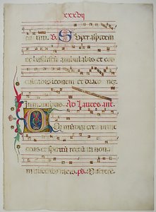 Manuskriptblatt mit Initiale C, aus einem Antiphonar, Italien