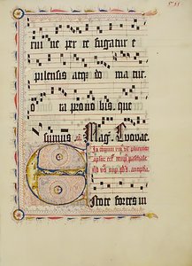 Manuskriptblatt mit Initiale E, aus einem Antiphonar