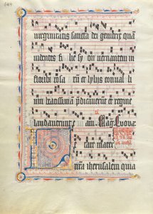 Manuskriptblatt mit Initiale L, aus einem Antiphonar, Deutsch, zweites Viertel des 15. Jahrhunderts von Unbekannt