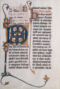 Manuskriptblatt mit Initiale M, aus einem Messbuch