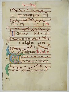 Manuskriptblatt mit Initiale V, aus einem Antiphonar, italienisch, 15. Jahrhundert