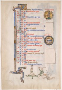 Manuskriptblatt mit Juni-Kalender, aus einem königlichen Psalter, 13. Jahrhundert