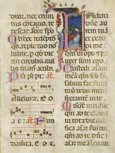 Manuskriptblatt mit König David in einem Initial I, aus einem Psalter