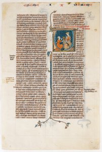 Manuskriptblatt mit dem Anfang des Buches Nehemias, aus einer Bibel, ca. 1280-1300 von Unbekannt