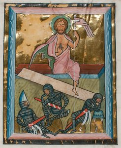 Manuskriptblatt mit der Auferstehung, aus einem Psalter, Mitte des 13. Jahrhunderts von Unbekannt