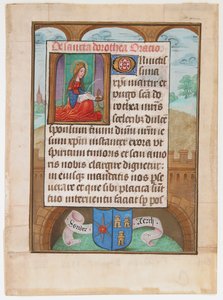 Manuskriptblatt mit der Heiligen Dorothea, aus einem Stundenbuch, ca. 1500 von Unbekannt