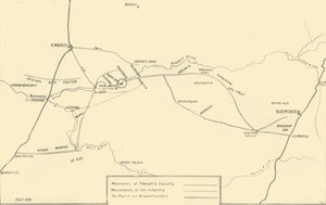Karte zur Veranschaulichung der Bewegungen zur Entlastung von Kimberley und der Eroberung von Bloemfontein, 1901 von Unbekannt